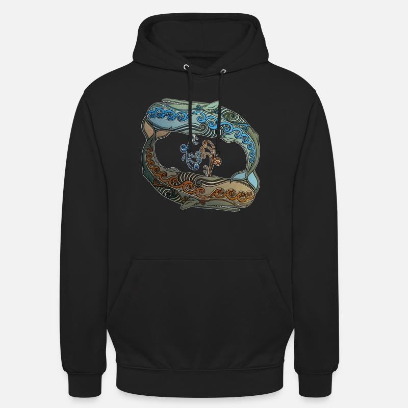 Baleines - Sweat-shirt à capuche unisexe - noir
