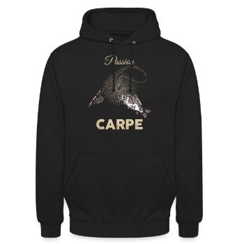 Poisson carpe Pêche - Sweat-shirt à capuche unisexe - noir - Devant - Alina (178cm) & Michal (187cm)