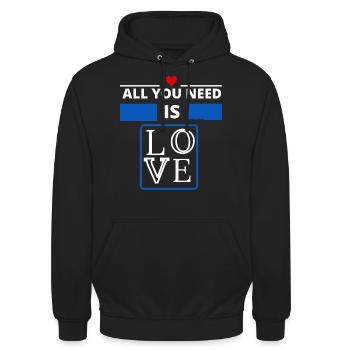 alles was Sie brauchen ist Liebe ist alles was Sie brauchen - Unisex Hoodie - Schwarz - Vorne - Alina (178cm) & Michal (187cm)