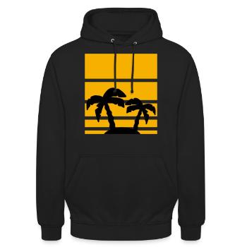 Palme Urlaub Strand Muster - Unisex Hoodie - Schwarz - Vorne - Alina (178cm) & Michal (187cm)