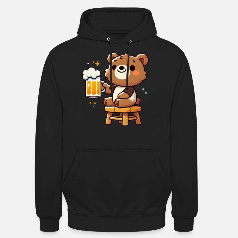 Cute Bear Drinking Beer 3 - Unisex Hoodie - Schwarz