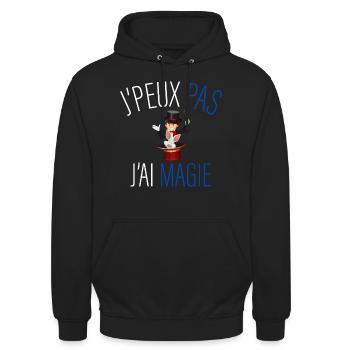 j peux pas j ai magie - cadeau anniversaire magie - Sweat-shirt à capuche unisexe - noir - Devant - Alina (178cm) & Michal (187cm)