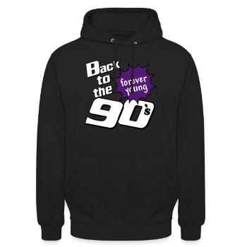 90er Party , Mottoparty , forever Young (25) - Unisex Hoodie - Schwarz - Vorne - Alina (178cm) & Michal (187cm)