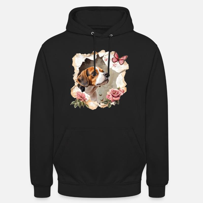 Beagle avec papillon - Sweat-shirt à capuche unisexe - noir