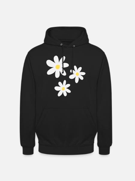 White flowers in timeless elegance - Unisex Hoodie - black