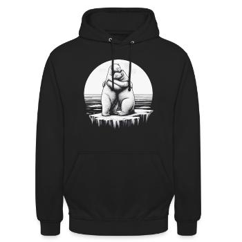 Verliebte Eisbären - Unisex Hoodie - Schwarz - Vorne - Alina (178cm) & Michal (187cm)