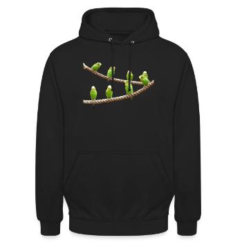 wellensttiche budgie birds voegel - Unisex Hoodie - Schwarz - Vorne - Alina (178cm) & Michal (187cm)