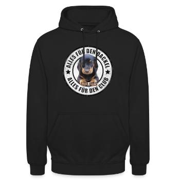 Dackel - Dachshund - Alles für den Dackel - Unisex Hoodie - Schwarz - Vorne - Alina (178cm) & Michal (187cm)