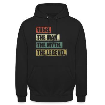 1958 Jahrgang Mann Mythos Legende - Unisex Hoodie - black - Front - Alina (178cm) & Michal (187cm)