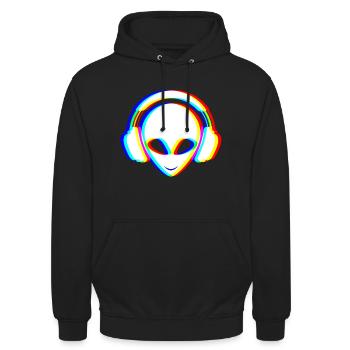EDM - Electronic Dance Music - Alien - Unisex Hoodie - Schwarz - Vorne - Alina (178cm) & Michal (187cm)