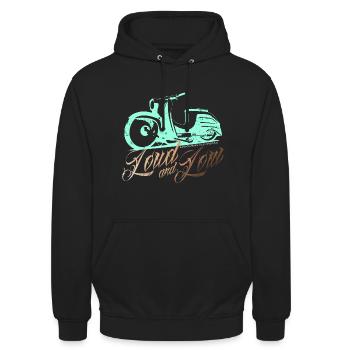 Simson Schwalbe KR51 - Loud and Low - Unisex Hoodie - Schwarz - Vorne - Alina (178cm) & Michal (187cm)