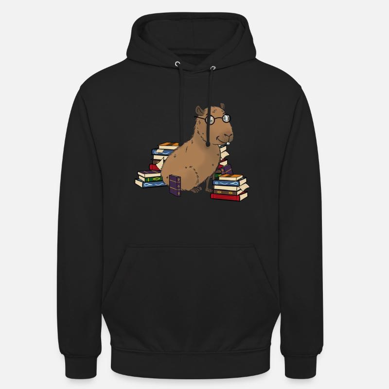 Capybara mit Brille - Unisex Hoodie - Schwarz