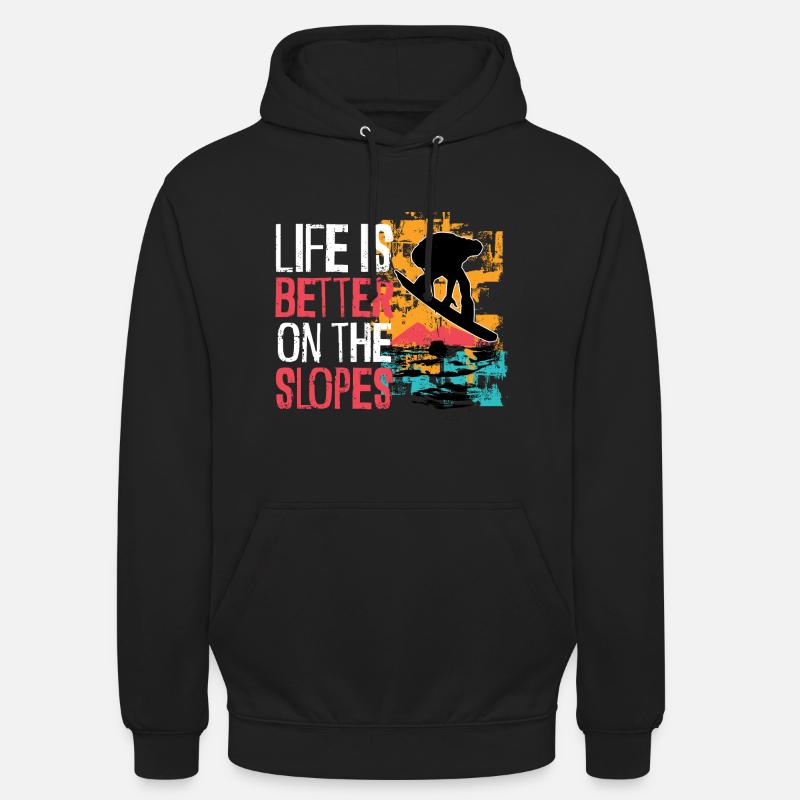 Snowboard Snowboard Vacances Snowboard Snowboard - Sweat-shirt à capuche unisexe - noir