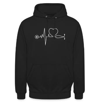 Dottore Medicina Medicina Studente di Medicina Battito cardiaco - Felpa con cappuccio unisex - nero - Fronte - Alina (178cm) & Michal (187cm)