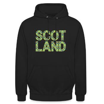 Schottland Tartan Schriftzug Dudelsack Highlands - Unisex Hoodie - Schwarz - Vorne - Alina (178cm) & Michal (187cm)