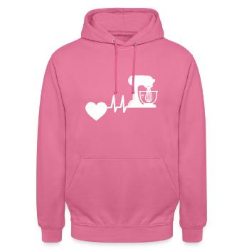 Bäcker Backen Herzschlag Bäckerei Hobby Konditor - Unisex Hoodie - Pink - Vorne - Alina (178cm) & Michal (187cm)