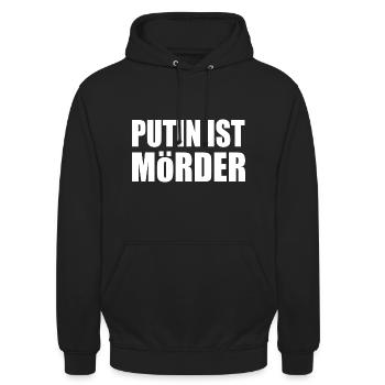 Putin is murderous - Unisex Hoodie - black - Front - Alina (178cm) & Michal (187cm)