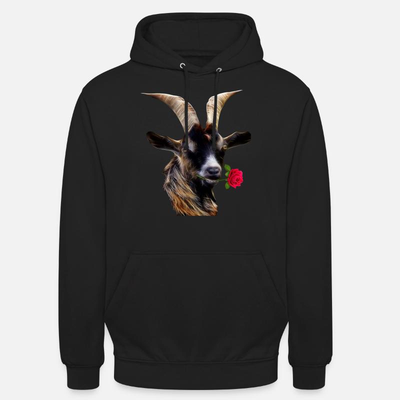 Chèvre romantique avec une rose - Sweat-shirt à capuche unisexe - noir