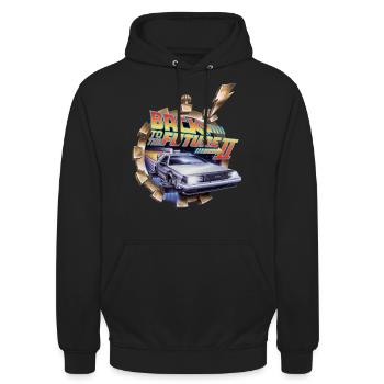 Zurück In Die Zukunft 2 Logo Delorean - Unisex Hoodie - Schwarz - Vorne - Alina (178cm) & Michal (187cm)