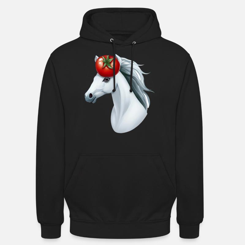 Tomate tête de cheval - Creative Horse & Vegetable Design - Sweat-shirt à capuche unisexe - noir