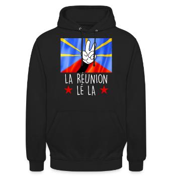 Drapeau La réunion lé la - Sweat-shirt à capuche unisexe - noir - Devant - Alina (178cm) & Michal (187cm)