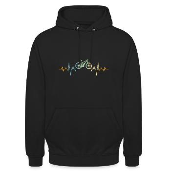 Fahrradmotiv Fahrrad Motiv Radfahrer - Unisex Hoodie - Schwarz - Vorne - Alina (178cm) & Michal (187cm)
