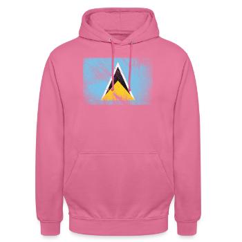 Saint Lucia Flag - Vintage Grunge - Unisex Hoodie - pink - Front - Alina (178cm) & Michal (187cm)
