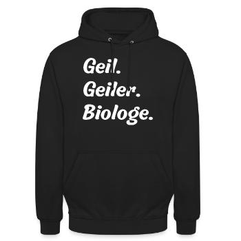 Geil. Geiler. Biologe - Unisex Hoodie - Schwarz - Vorne - Alina (178cm) & Michal (187cm)