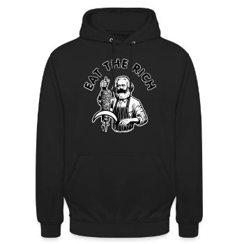 Eat the rich - Sweat-shirt à capuche unisexe - noir - Devant - Alina (178cm) & Michal (187cm)