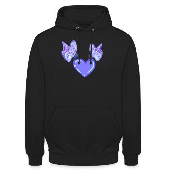 vlinders hart houden van paars - Uniseks hoodie - zwart - Voor - Alina (178cm) & Michal (187cm)