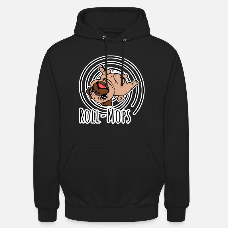 Rolling Pug - En rullende mops - Unisex-hettegenser - svart