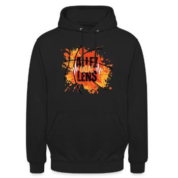Unterstützer der Fußballmannschaft von Lens - Unisex Hoodie - Schwarz - Vorne - Alina (178cm) & Michal (187cm)