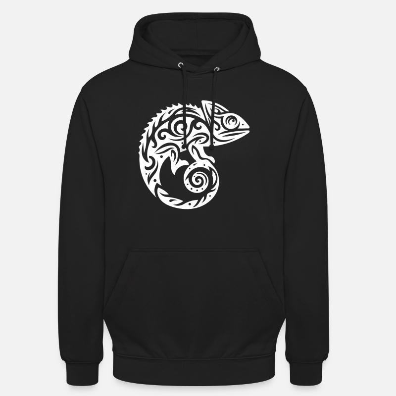 Scaly Creeper Disguise Chameleon Tattoo - Unisex Hoodie - black