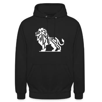 Geometric lion with elegant mane - Unisex Hoodie - black - Front - Alina (178cm) & Michal (187cm)