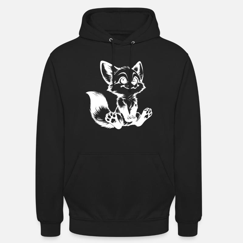 Curious Fox Drawing Seated Fox - Unisex Hoodie - black