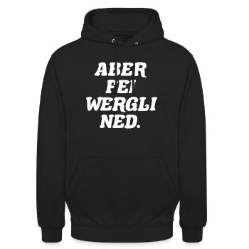 Fränkische Mundart Aber fei wergli ned. - Unisex Hoodie - Schwarz - Vorne - Alina (178cm) & Michal (187cm)