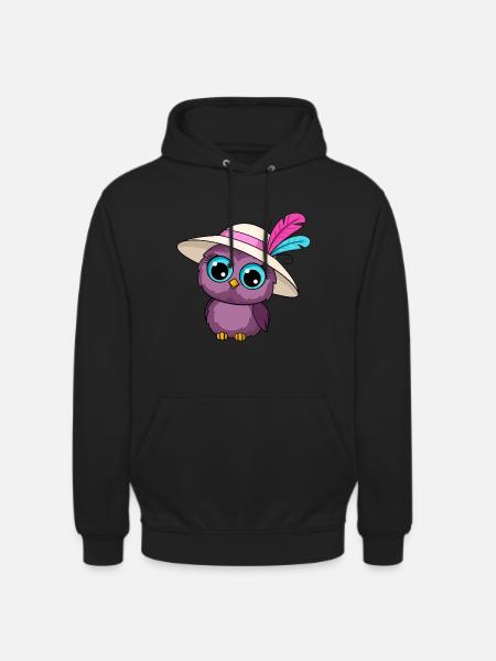 Eule Mit Hut - Unisex Hoodie - Schwarz