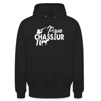 Papa chasseur cadeau T-shirs chasse anniversaire - Sweat-shirt à capuche unisexe - noir - Devant - Alina (178cm) & Michal (187cm)