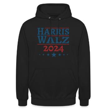 Harris Walz 2024 - Unisex Hoodie - Schwarz - Vorne - Alina (178cm) & Michal (187cm)