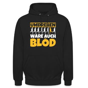 Umdrehen wäre auch blöd - Läufer lustig - Unisex Hoodie - Schwarz - Vorne - Alina (178cm) & Michal (187cm)