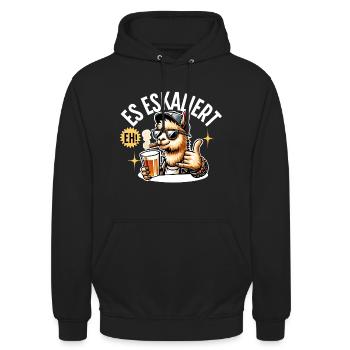 Es Eskaliert Eh Alpaka Bier Party Saufen - Unisex Hoodie - Schwarz - Vorne - Alina (178cm) & Michal (187cm)