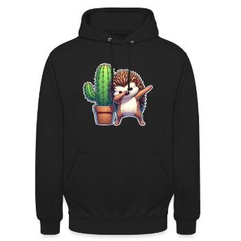 Cactus hérisson - Sweat-shirt à capuche unisexe - noir - Devant - Alina (178cm) & Michal (187cm)