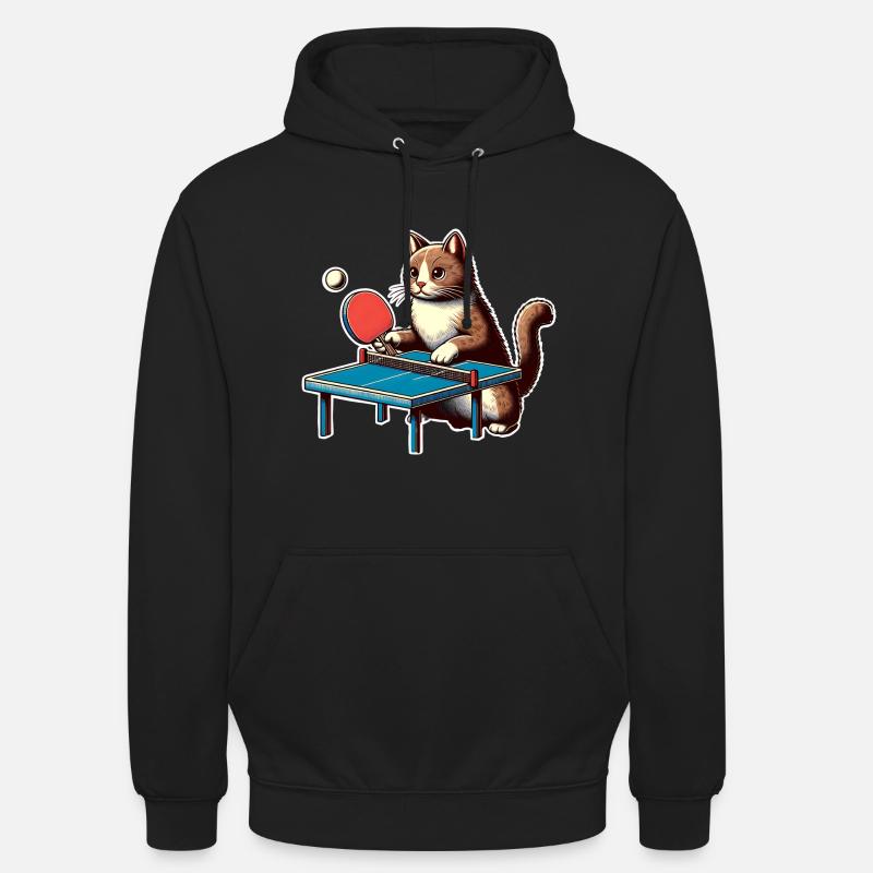 Chat de ping-pong - Sweat-shirt à capuche unisexe - noir