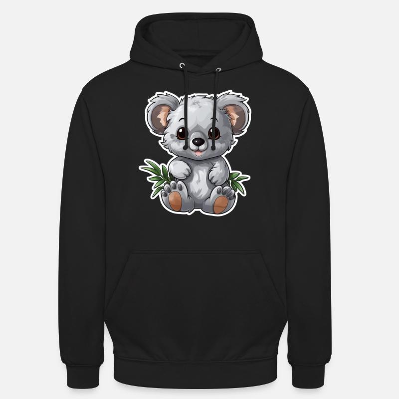 Süßer Koala mit Eukalyptus-Blättern - Unisex Hoodie - Schwarz