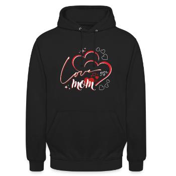 Muttertag - Je t'aime maman - Liebe dich Mama - Unisex Hoodie - Schwarz - Vorne - Alina (178cm) & Michal (187cm)