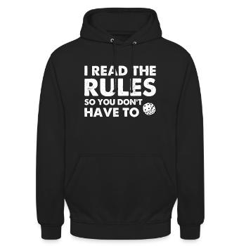 I Read The Rules So You Don't Have To - Unisex Hoodie - Schwarz - Vorne - Alina (178cm) & Michal (187cm)