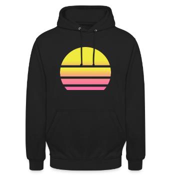Sonnenuntergang Sonnenaufgang Retro Muster Vintage - Unisex Hoodie - Schwarz - Vorne - Alina (178cm) & Michal (187cm)