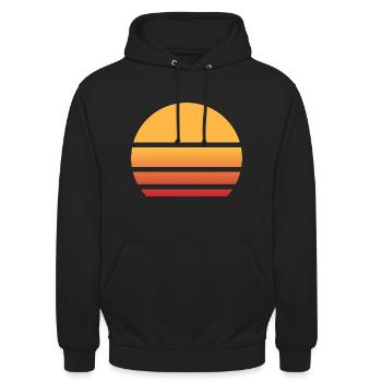 Sonnenuntergang Retro Muster Vintage - Unisex Hoodie - Schwarz - Vorne - Alina (178cm) & Michal (187cm)