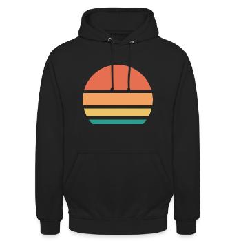 Sonne Retro Muster Vintage - Unisex Hoodie - Schwarz - Vorne - Alina (178cm) & Michal (187cm)