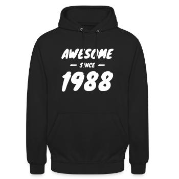 1988 Année de naissance Génial depuis 1988 Idée cadeau - Sweat-shirt à capuche unisexe - noir - Devant - Alina (178cm) & Michal (187cm)